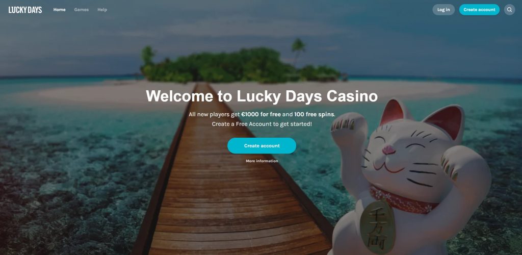 Lucky Days casino homepage